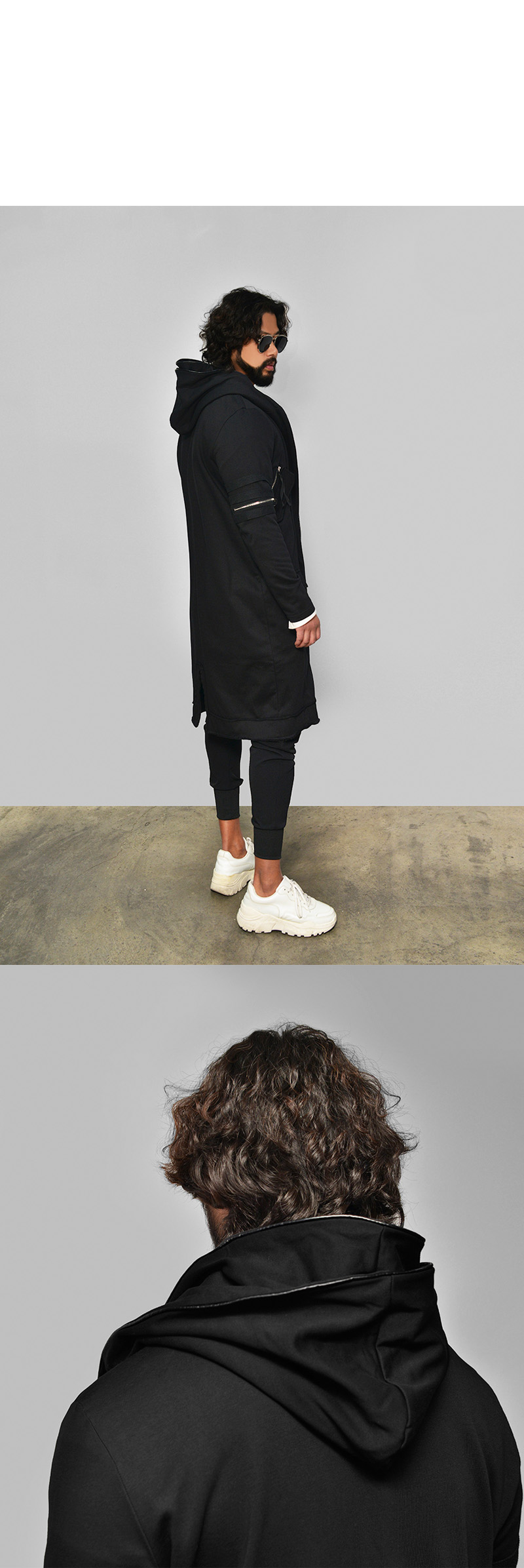 【関税・送料込】Avant-garde big hooded long jacket - 391 Avant Garde Dark Edge Mens Double Hood Long Piping Biker